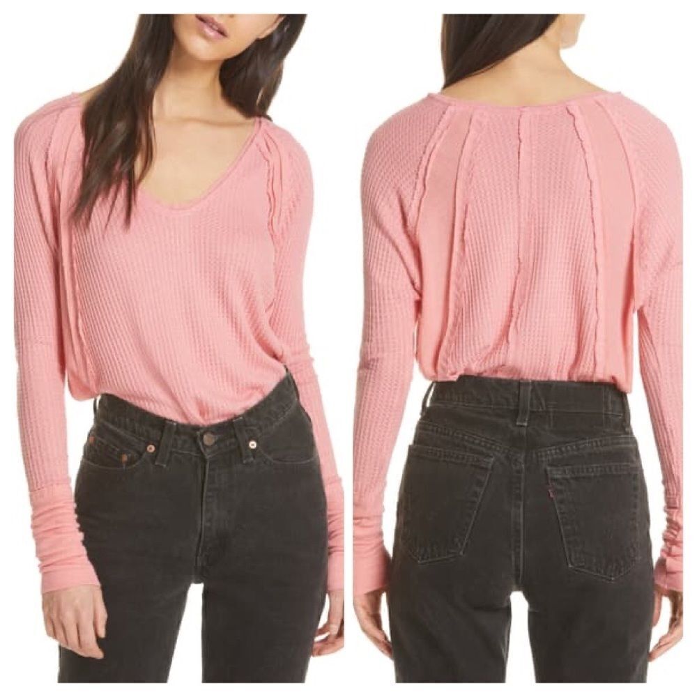Free People Catalina V-Neck Thermal Top Size Small